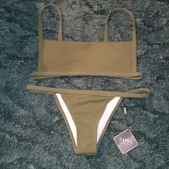 Zaful Other - NWT Zaful 2pc Olive Green Tank Bikini sz 6